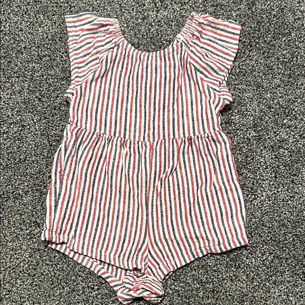 Striped Red and White Kids Romper